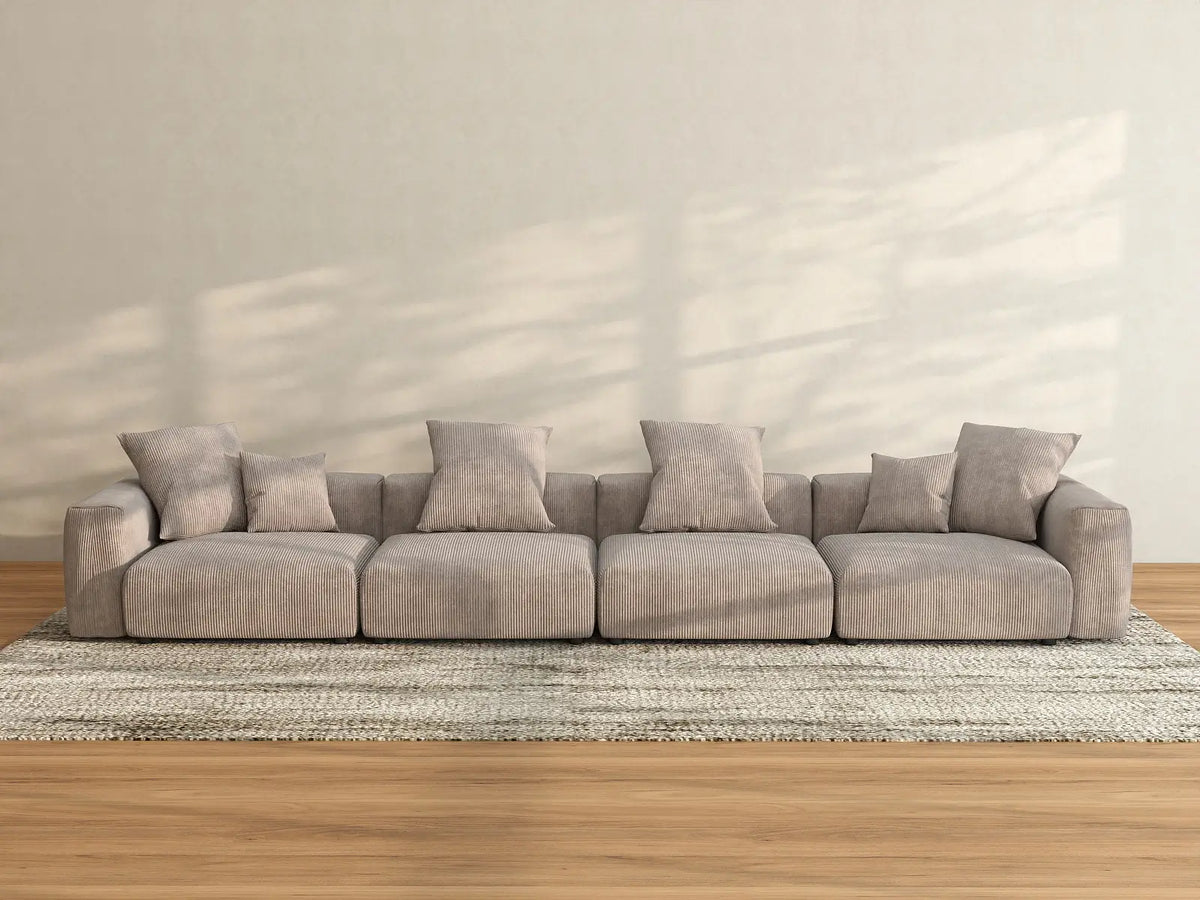 Matrix 4-Seater Brown Washable Couch Sectional | 4-Piece, Corduroy Fabric, Modular Design