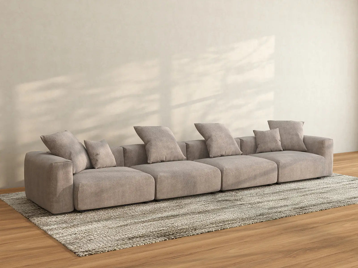 Matrix 4-Seater Brown Washable Couch Sectional | 4-Piece, Corduroy Fabric, Modular Design