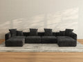 Matrix 4-Seater Black Washable U-Shaped Sectional | 6-Piece (includes 2 Ottomans), Corduroy Fabric, Modular Design