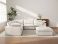 Deluxe Cloud 5-Seater White Storage Sofa Set | 6-Piece (includes 1 Ottoman), Cotton and Linen Fabric, Washable Covers