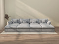 Deluxe Cloud 4-Seater Light-Grey Washable Pit Sectional | 8-Piece (includes 4 Ottomans), Chenille and Linen Fabric, Modular Design