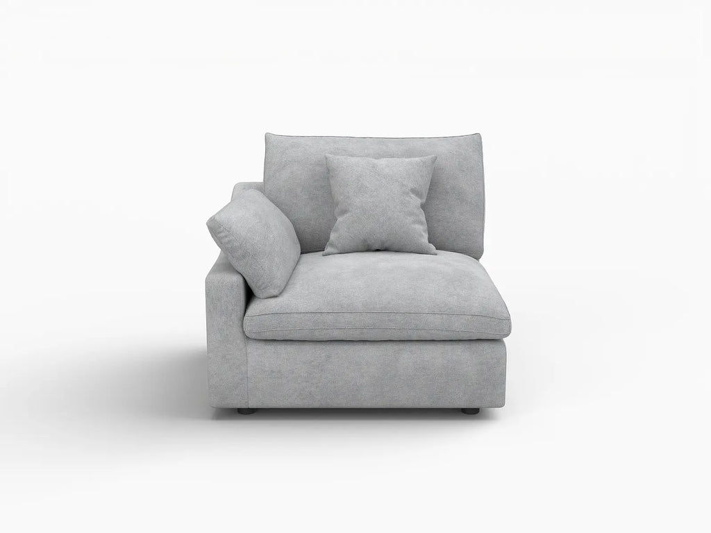 Deluxe Cloud 1-Seater Light-Grey Washable Single Sofa | 1-Piece, Chenille and Linen Fabric, Modular Design