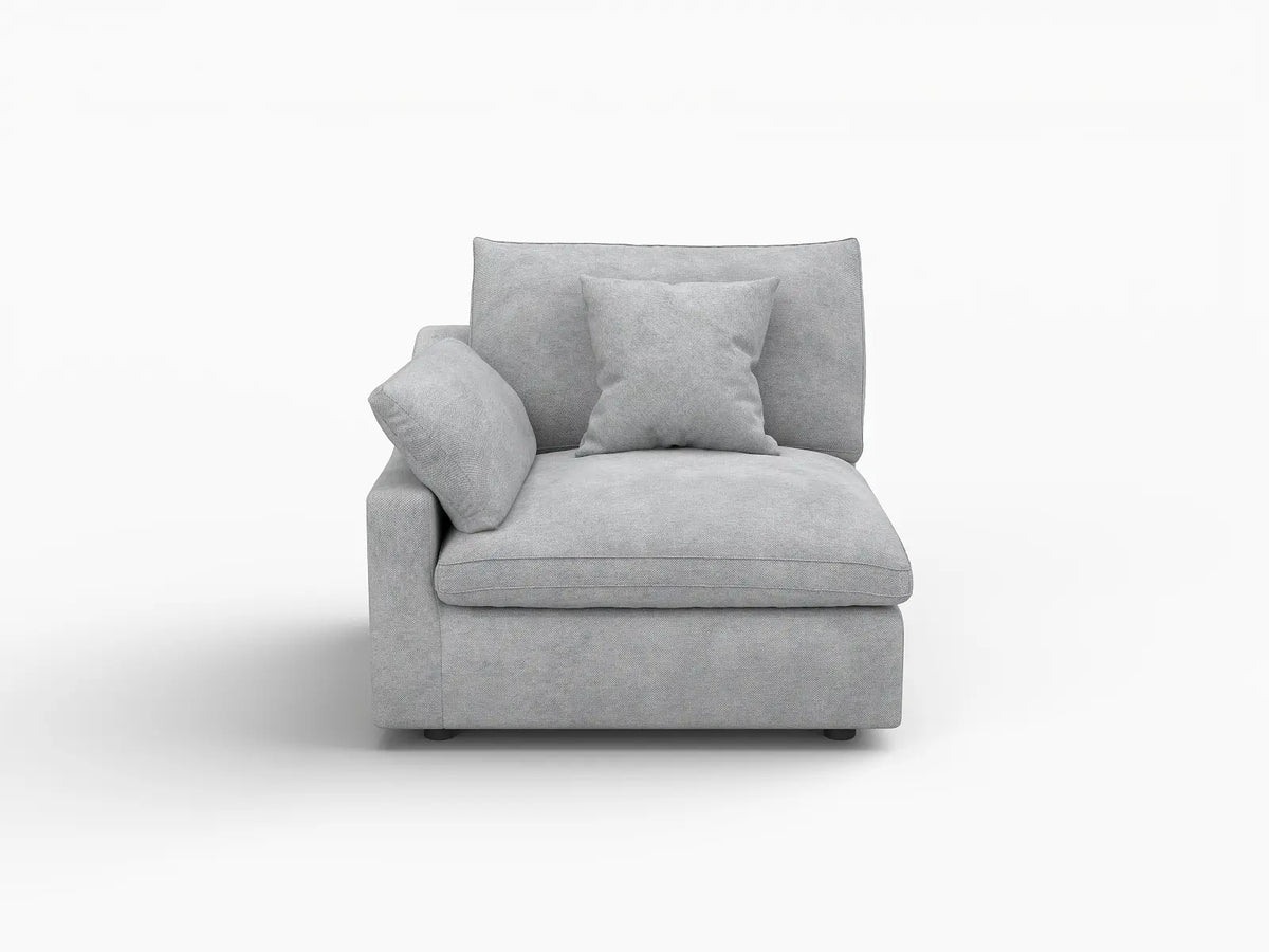 Deluxe Cloud 1-Seater Light-Grey Washable Single Sofa | 1-Piece, Chenille and Linen Fabric, Modular Design