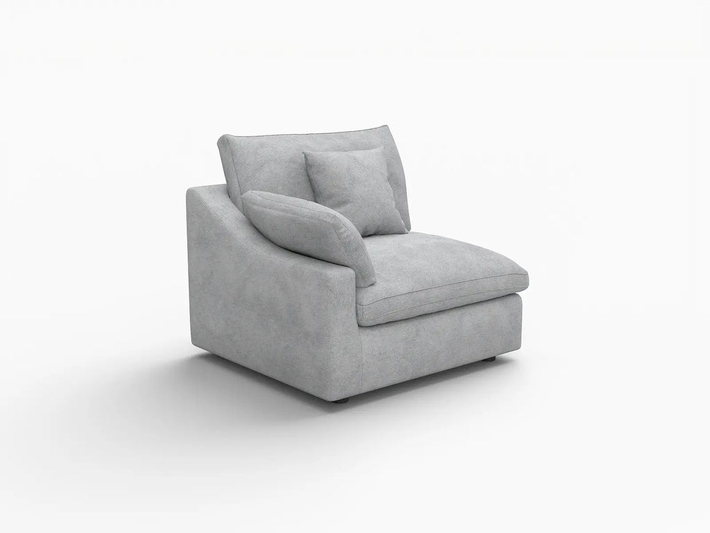 Deluxe Cloud 1-Seater Light-Grey Washable Single Sofa | 1-Piece, Chenille and Linen Fabric, Modular Design