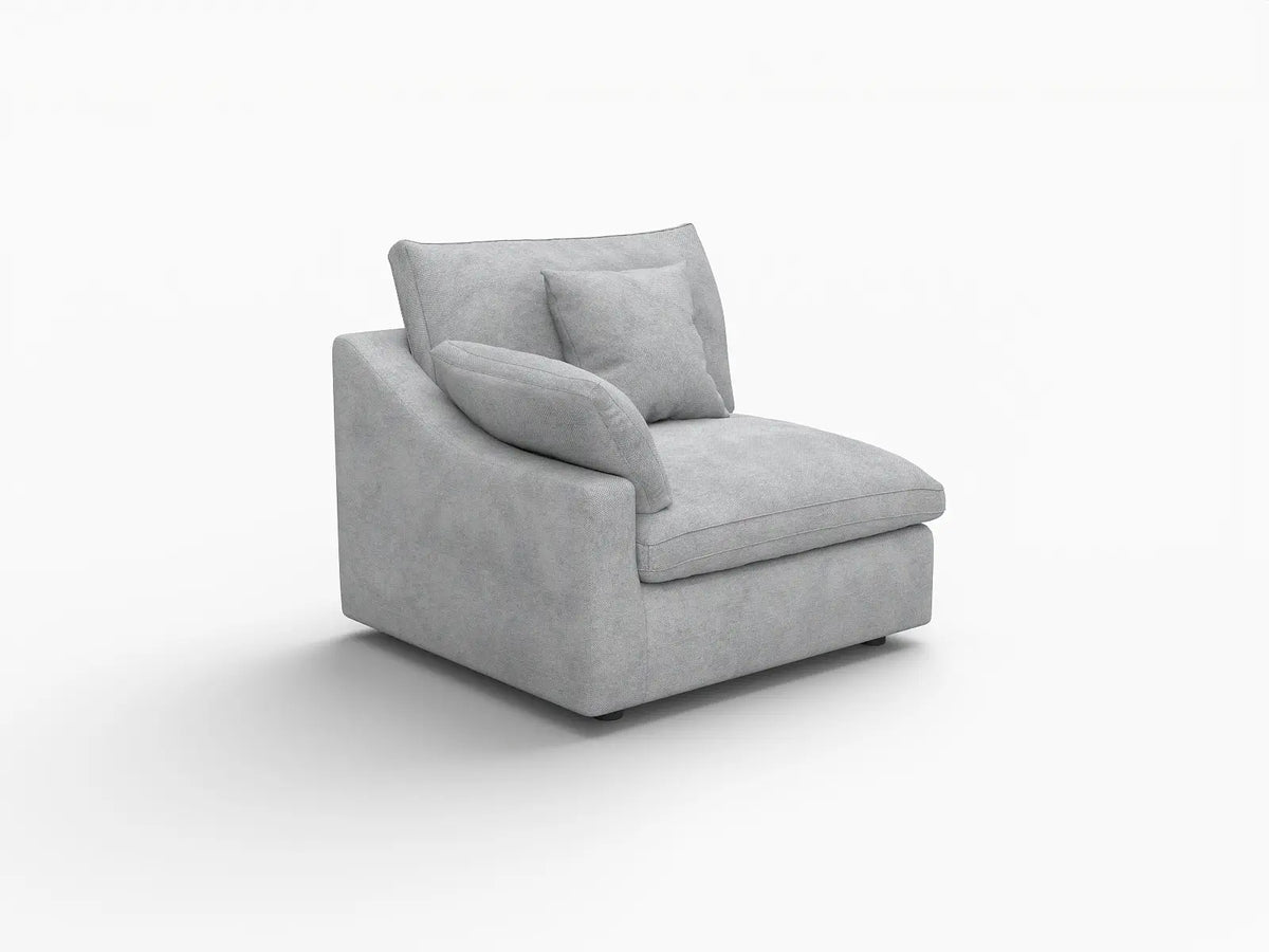 Deluxe Cloud 1-Seater Light-Grey Washable Single Sofa | 1-Piece, Chenille and Linen Fabric, Modular Design