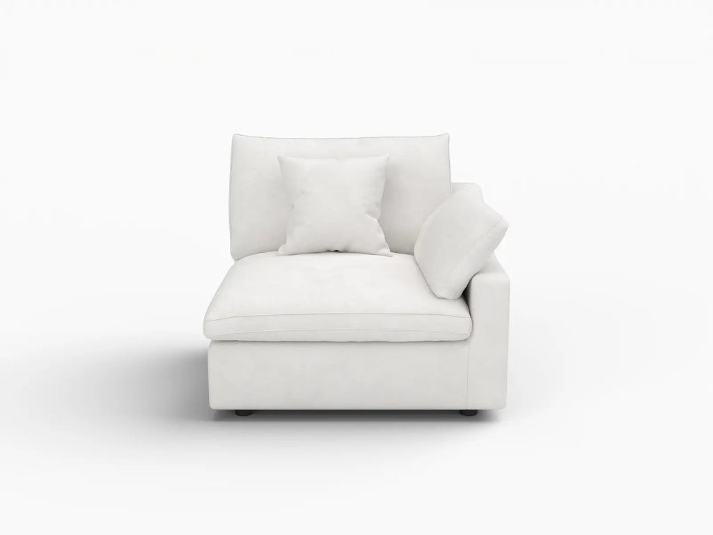 Deluxe Cloud 1-Seater White Washable Single Sofa | 1-Piece, Chenille and Linen Fabric, Modular Design