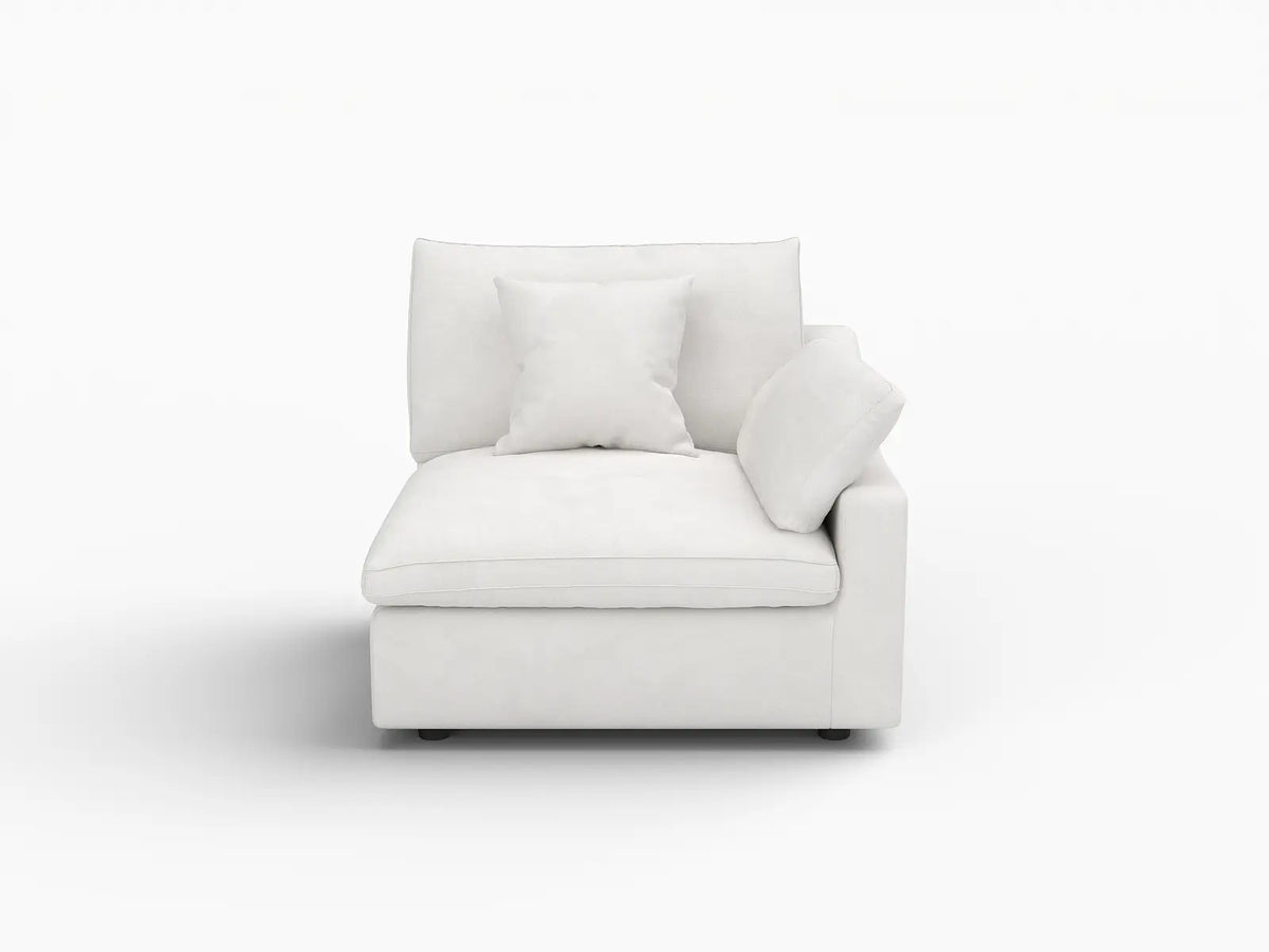 Deluxe Cloud 1-Seater White Washable Single Sofa | 1-Piece, Chenille and Linen Fabric, Modular Design