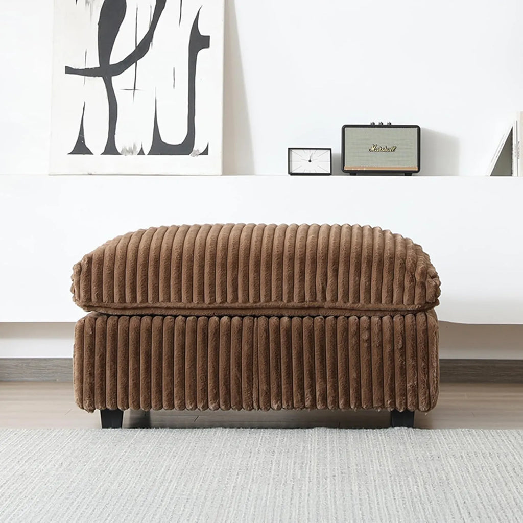 Deluxe Cloud Brown Ottomans | 1-Piece (includes 1 ottoman), Plush Fabric, Removable & Washable Covers