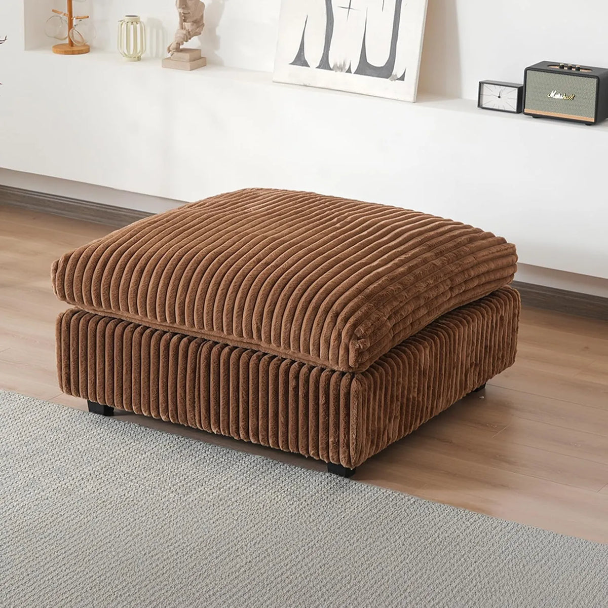 Deluxe Cloud Brown Ottomans | 1-Piece (includes 1 ottoman), Plush Fabric, Removable & Washable Covers