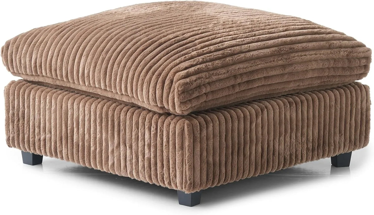 Deluxe Cloud Brown Ottomans | 1-Piece (includes 1 ottoman), Plush Fabric, Removable & Washable Covers