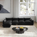 Matrix Black 4-Seater L-Shaped Sectional | 5-Piece (Includes 1 Ottoman), Chenille Fabric, Fixed Upholstery