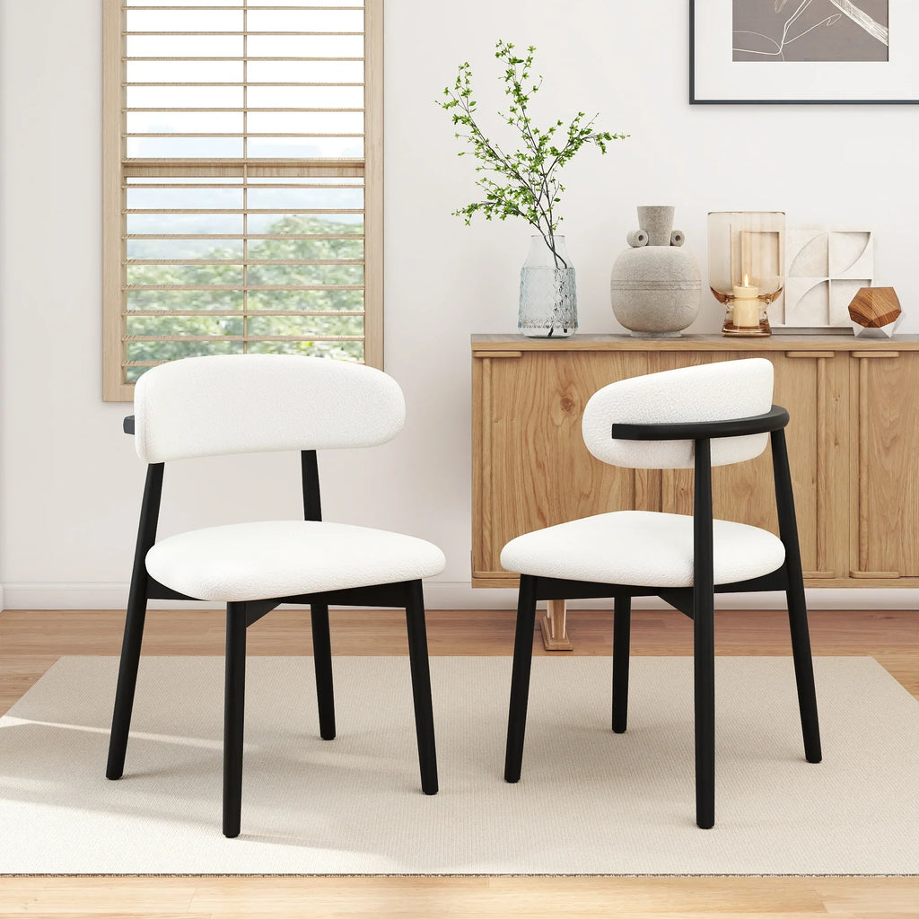 Arctic Curved Back Dining Chair | White Bouclé Set of 2