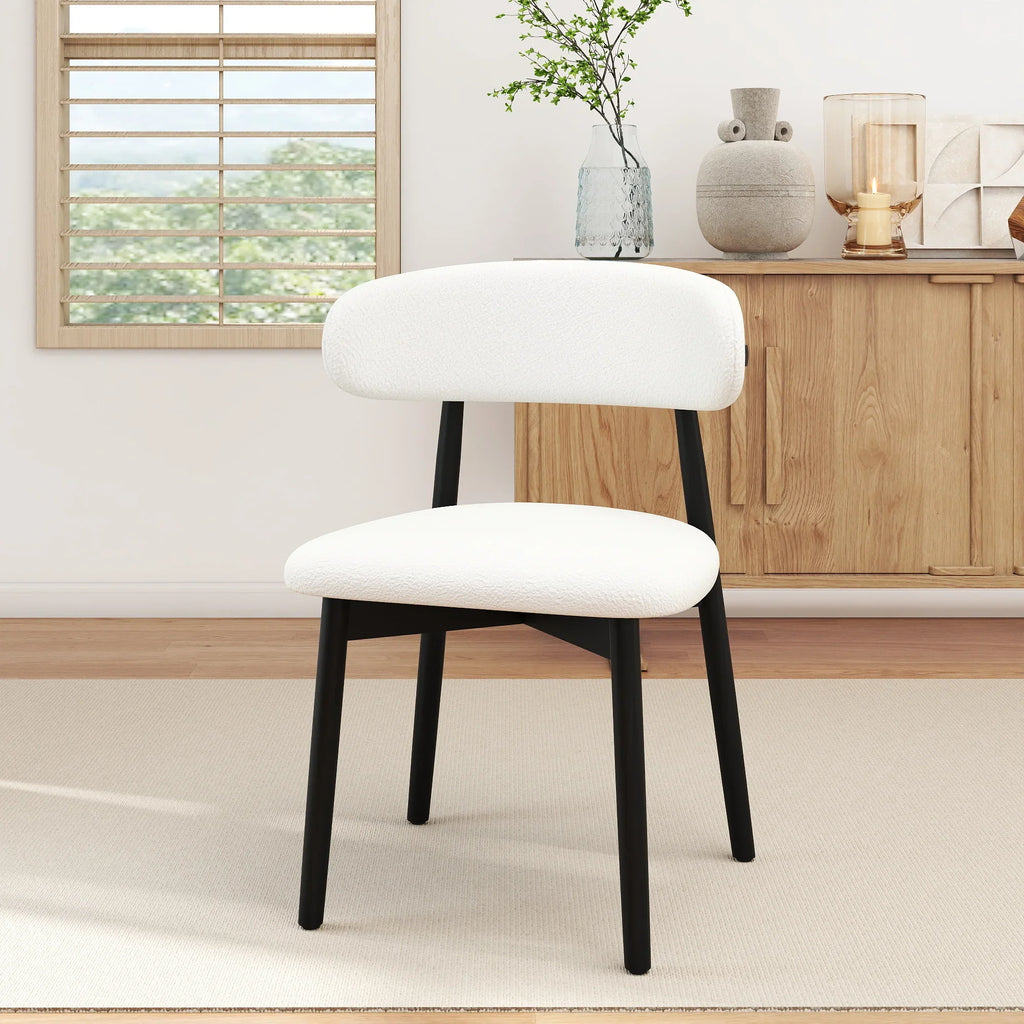 Arctic Curved Back Dining Chair | White Bouclé Set of 2