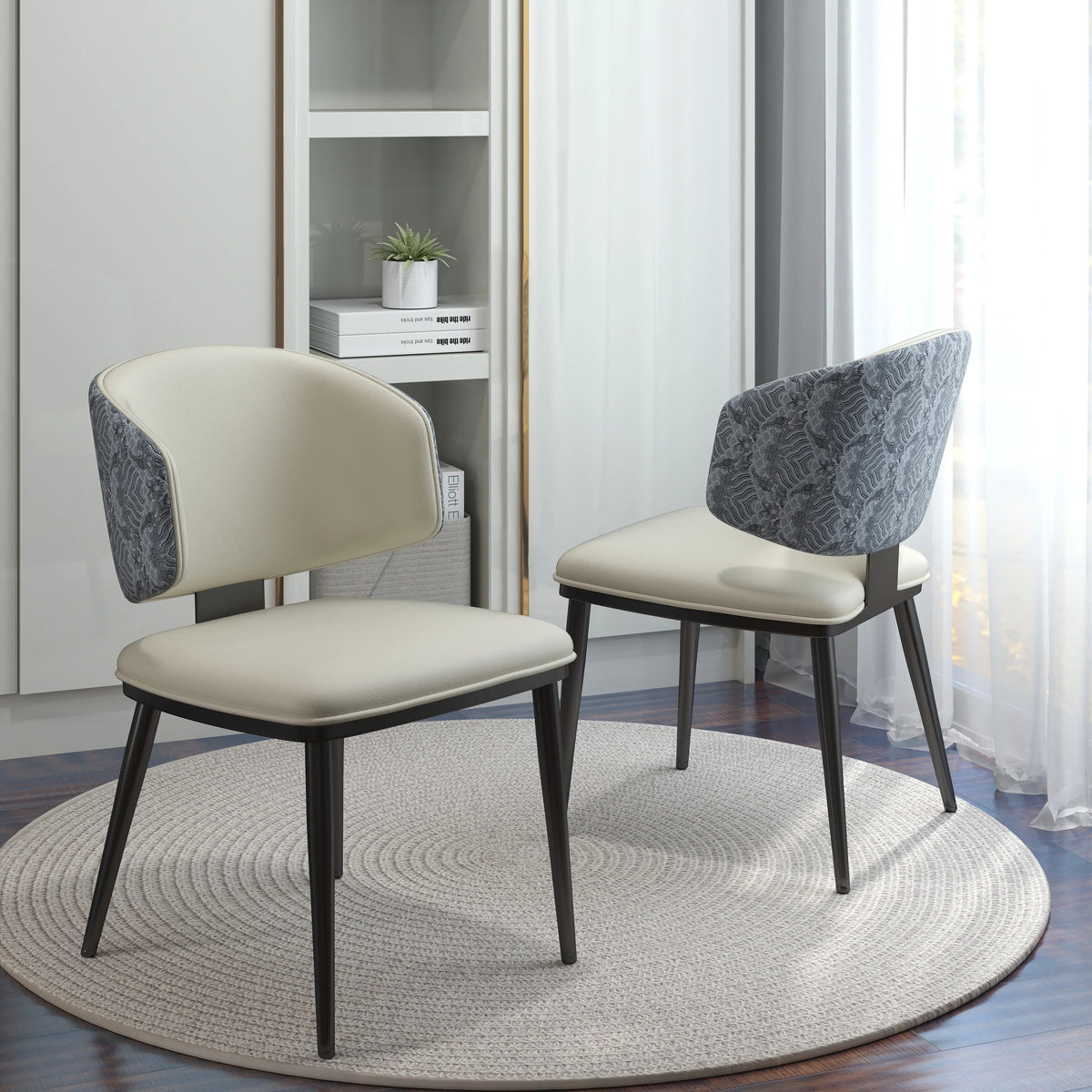 Vegan Wing Back Dining Chair | White PU Leather Set of 2