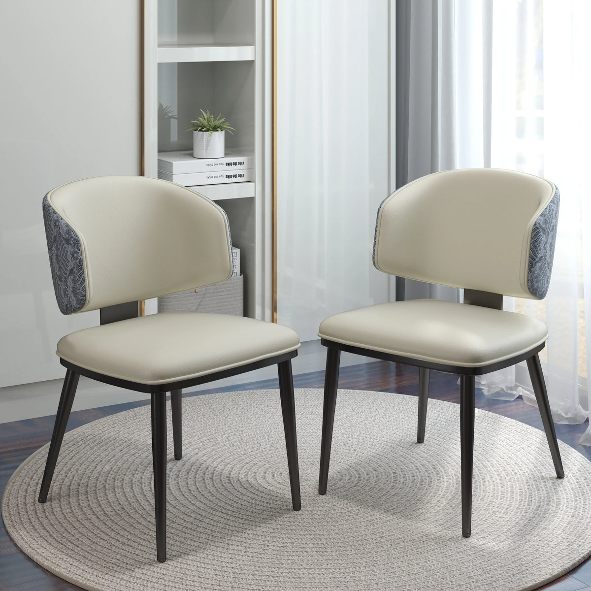 Vegan Wing Back Dining Chair | White PU Leather Set of 2