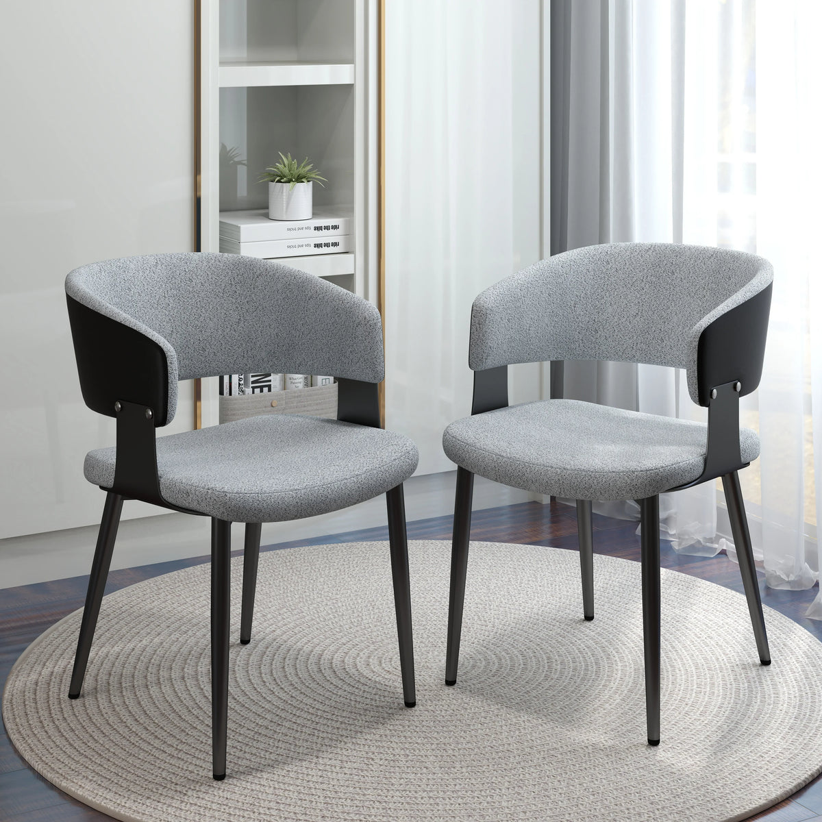 Nordic Low Back Dining Chair | White Teddy Velvet Set of 2