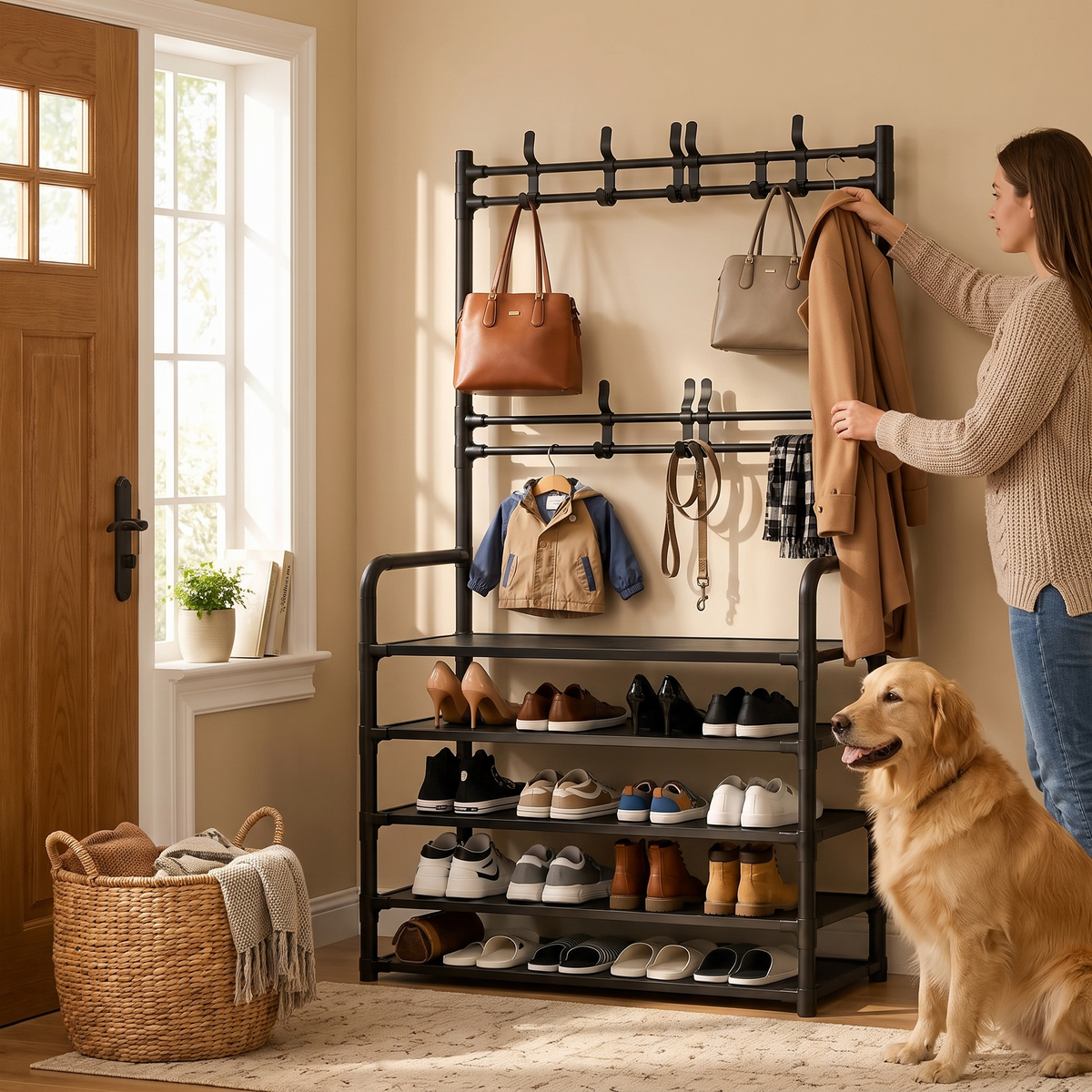 4-in-1 Folding Entryway Organizer