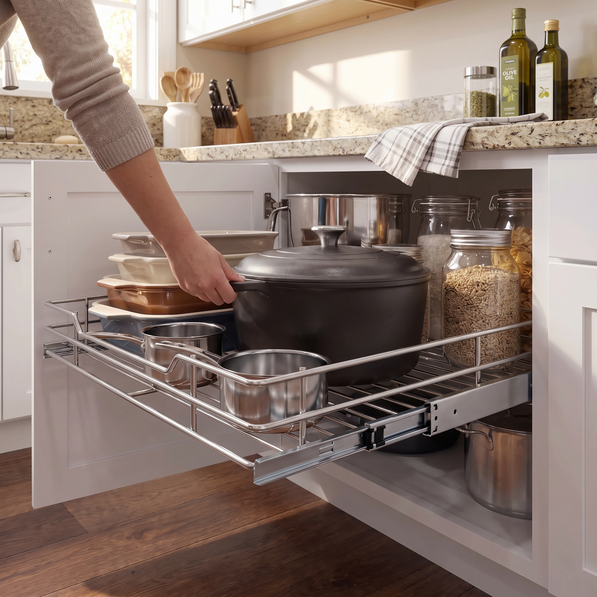 Slide-Out Cabinet Drawer Shelf