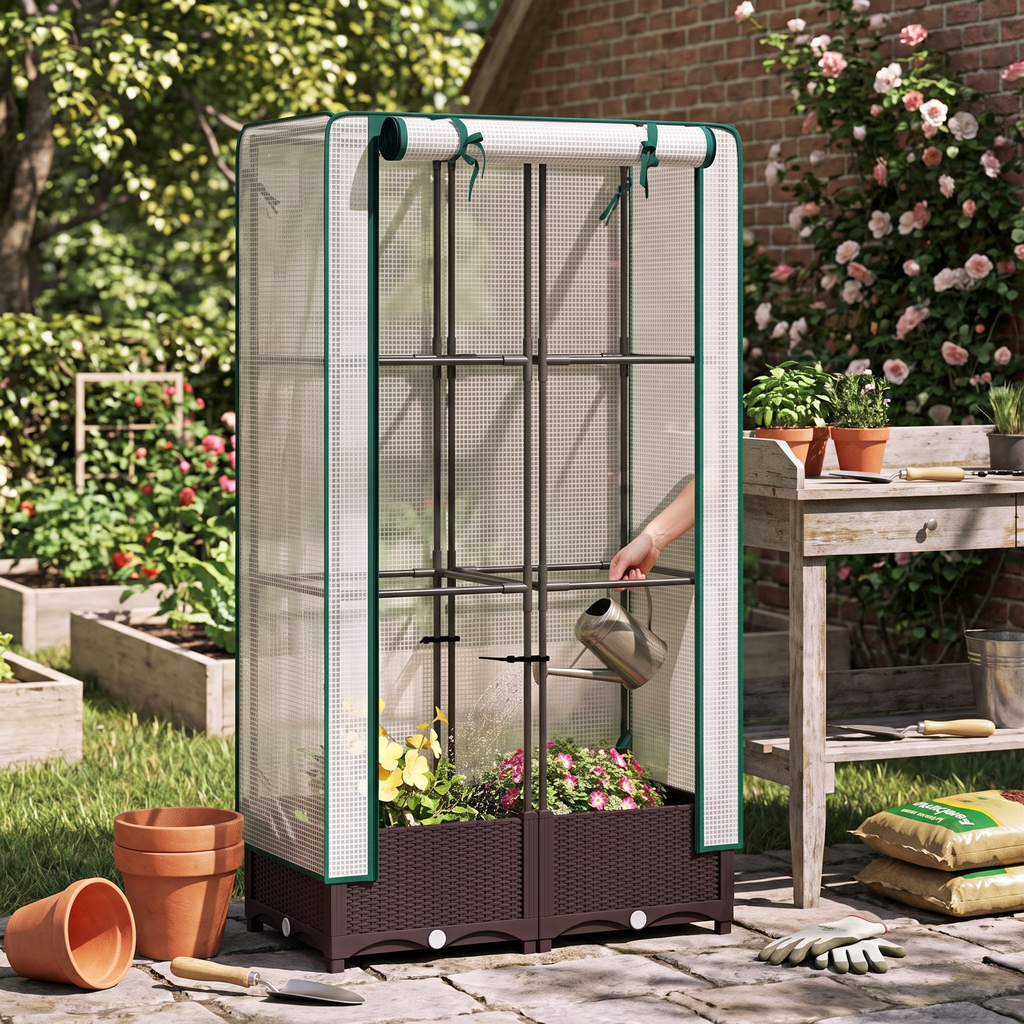 Raised Planter Bed with Trellis