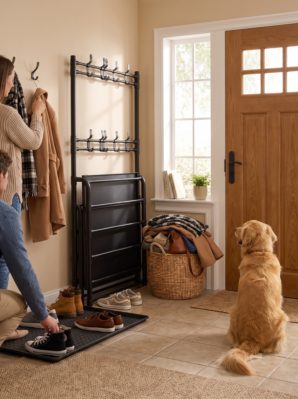4-in-1 Folding Entryway Organizer