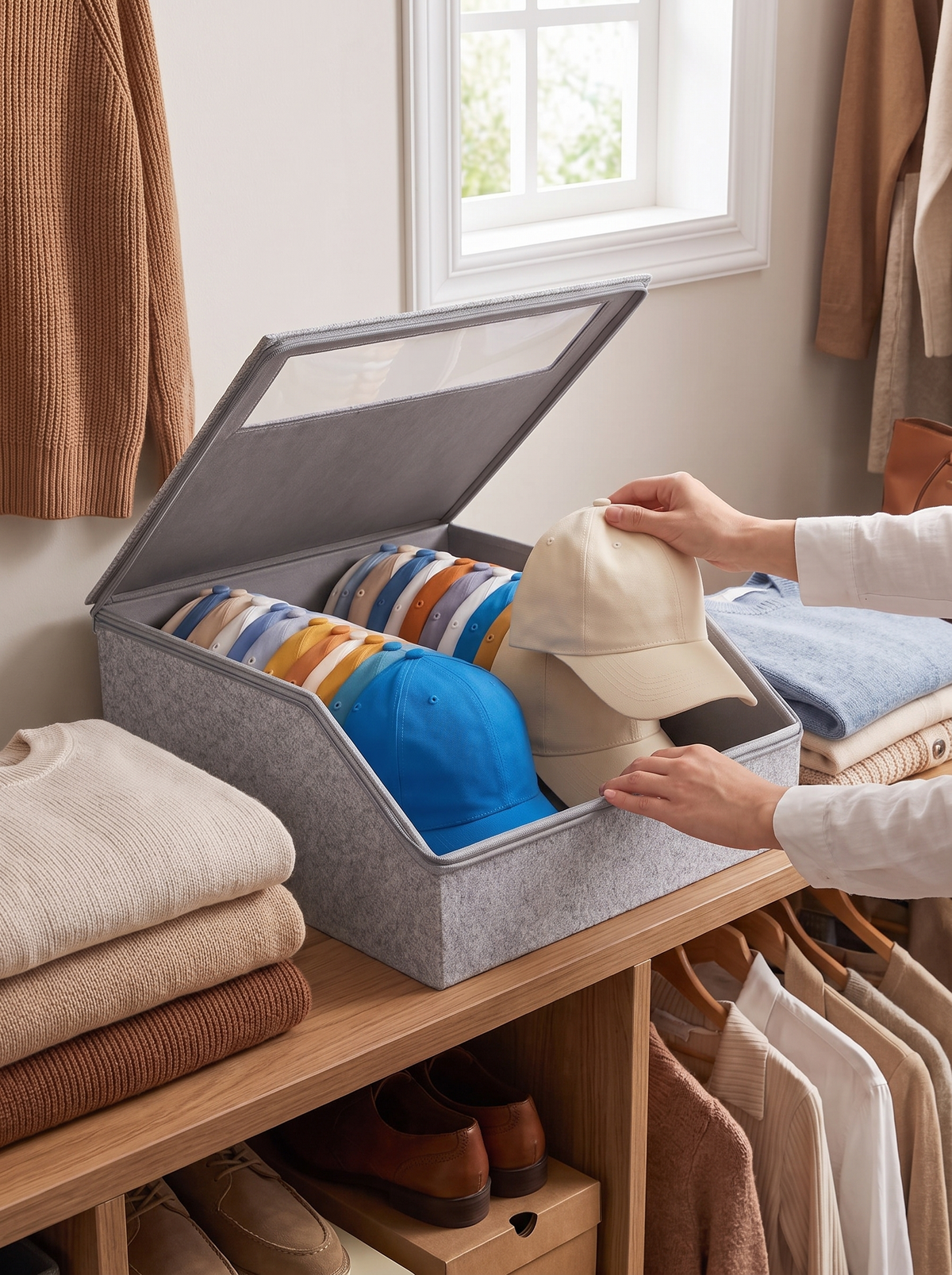 24-Hat Clear Cap Storage Box