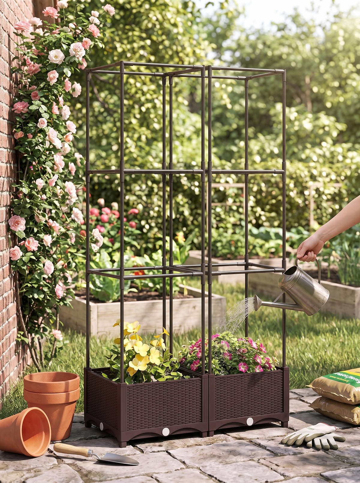 Raised Planter Bed with Trellis