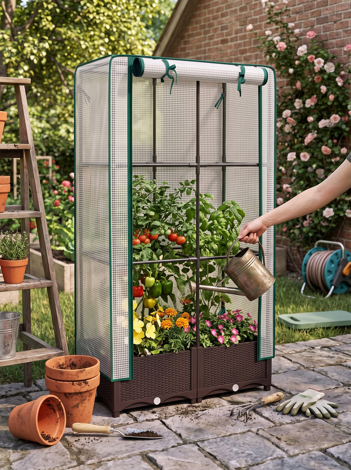 Raised Planter Bed with Trellis