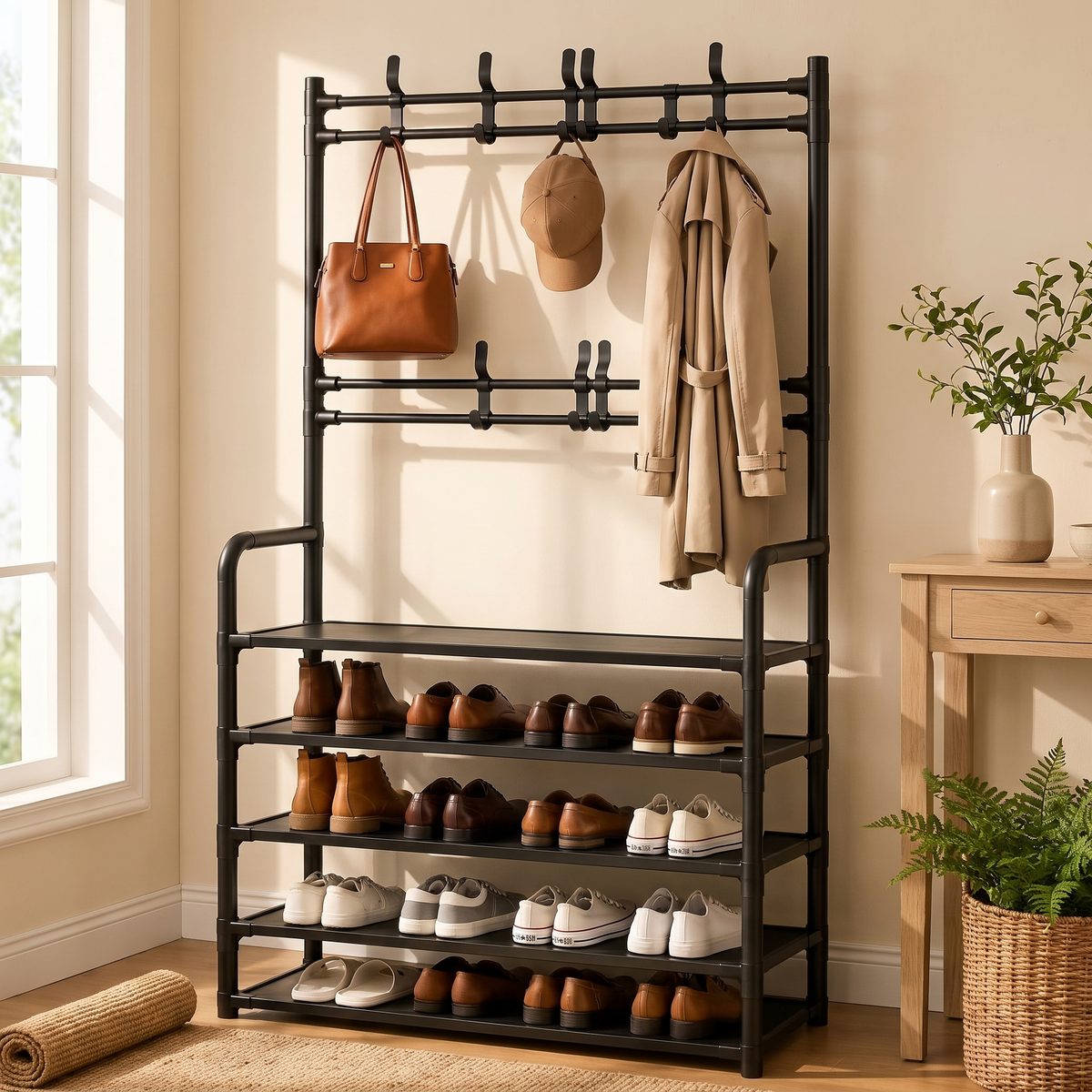4-in-1 Folding Entryway Organizer