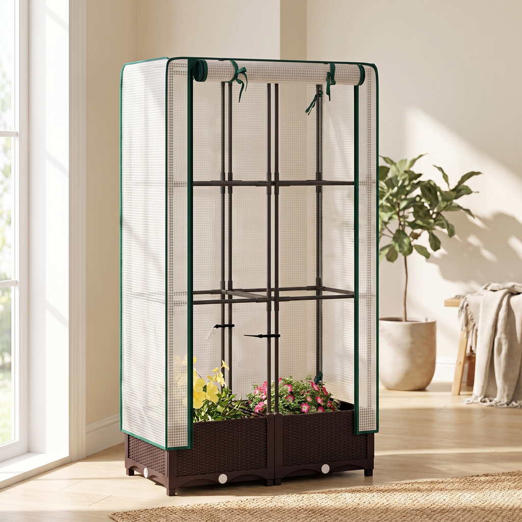 Raised Planter Bed with Trellis